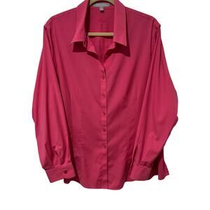 Foxcroft Non Iron Button Up Shaped Fit Top Women’s Size 18W Pink Stretch